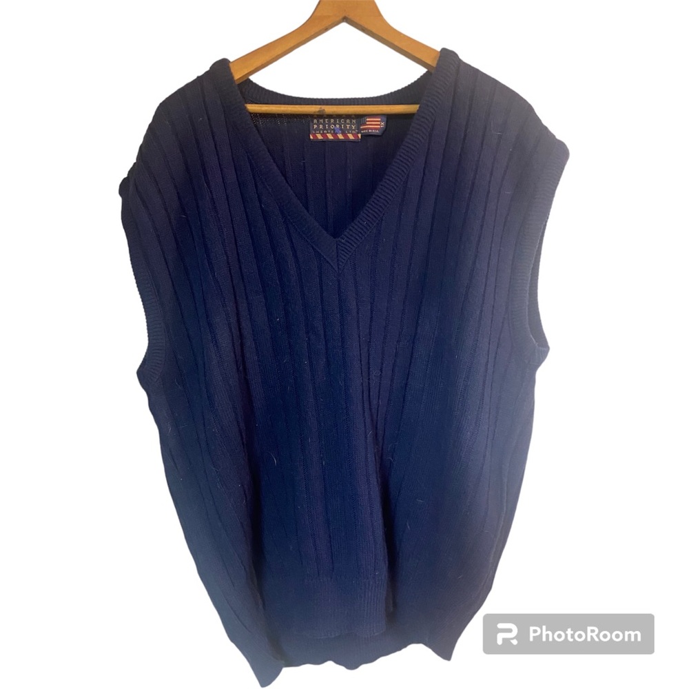 American priority sleeveless mens navy blue Sweater Vest men’s big & tall 1x